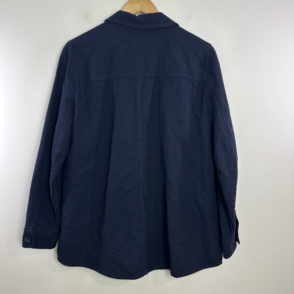Talbots Blue Button Up Shirt Jacket Shacket Women Size M Collared Pockets - Picture 5 of 8
